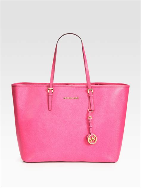 michael kors bags hot pink|Michael Kors pink tote bag.